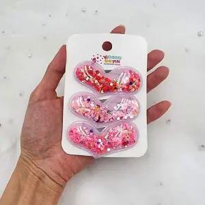 야광 스팽글 빅사이즈 똑딱이헤어핀 3종세트