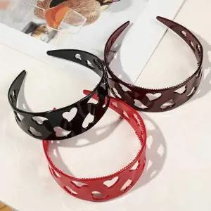 패션 헤어 밴드 여자 와이드 굵은 머리 띠 하트 패턴 여자악세사리