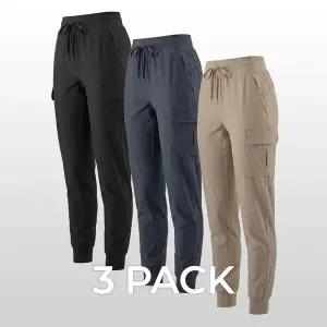 [테슬라]CQR 여성 데일리 스판 카고 조거팬츠 허리밴딩 트레이닝복 3팩