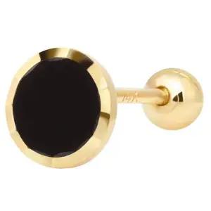 [콩심팥심]14K GOLD 블랙 라운드 컷팅 골드 금 피어싱 아웃컨츠 귓볼피어싱