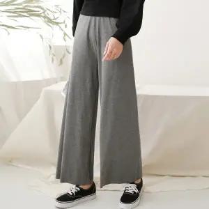 여성 골지 스판 와이드 일자 밴딩 통 바지 트레이닝 츄리닝 팬츠 -WPN0198- 봄 가을