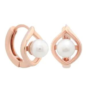 [미니아트]오펄 14K 금침 로즈골드 진주 포인트 원터치 링 귀걸이