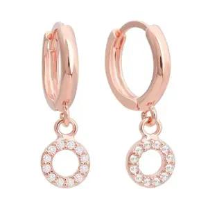 [미니아트]나디아 14K 금침 로즈골드 큐빅 드롭 데일리 원터치 링 귀걸이