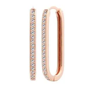 [미니아트]메리L 14K 금침 로즈골드 큐빅 클립 데일리 심플 원터치 링 귀걸이