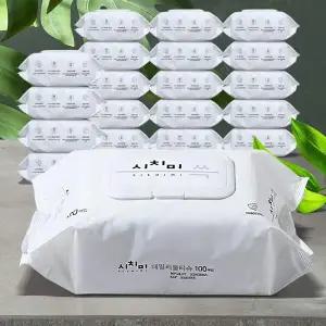 물티슈 QQO391H9 100매 20팩 유아물휴지 도톰한엠보싱 센스샤워
