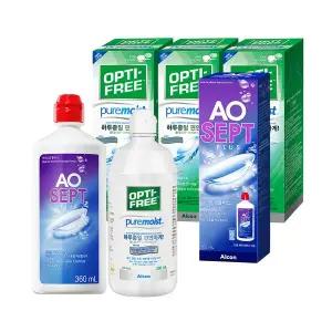 옵티프리 렌즈세척액 에이오셉 360ml 1개 + 퓨어모이스트 300ml 3개