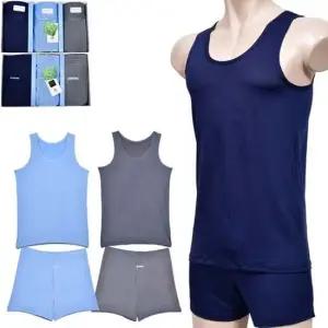 시원한 아이스쿨 남성 인견 런닝 사각팬티 세트 3매입