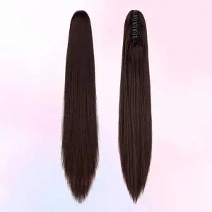 집게형 여성 가발 포니테일 인조 붙임머리