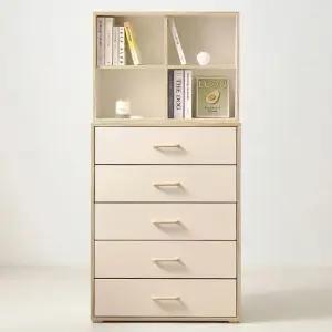 맨자노 800 5단 서랍장+오픈 수납 상부장 세트 베이비장 유아옷장