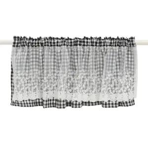 하이디 레이스 체크 블랙바란스 106x45cm 작은창커튼
