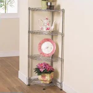 벽수납장 메탈코너랙 4단 다용도선반 멀티수납장 오픈 철제 벽