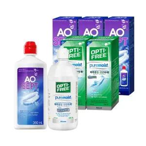 옵티프리 렌즈세척액 에이오셉 360ml 2개 + 퓨어모이스트 300ml 3개