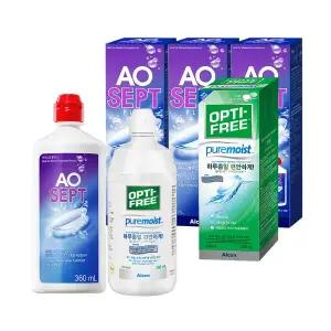 옵티프리 렌즈세척액 에이오셉 360ml 3개 + 퓨어모이스트 300ml 1개