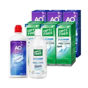 옵티프리 렌즈세척액 에이오셉 360ml 3개 + 퓨어모이스트 300ml 3개