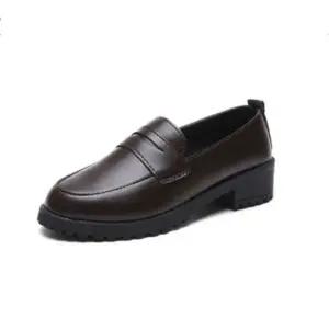 여성용 캐주얼 로퍼 브라운 블랙 데일리 낮은굽 구두 여성힐