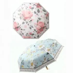 우산나라 플라워 휴대 우산 양산 손잡이 접이식 단 우드 암막