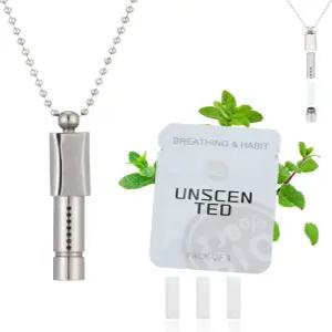 금연 및 불안 를 위한 호흡 목걸이 - 교체 가능한 면 패드가 있는 조절식 트레이너 무증기 흡입기