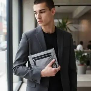 MUST IT_FW25 남성 로고 패치 지퍼 파우치K2S159500004 S0251 V0061