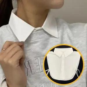 클래식 목카라 페이크카라 화이트 쉬폰 페이크셔츠