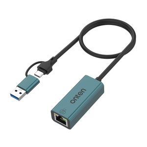 [미국배송] ONTEN USB-A 및 USB-C 투 이더넷 어댑터 드라이버 프리 RJ45 TO USB C 또는 A WINDOWS MAC OS IOS 등을 위한 기가비트 LAN 네트워크 어댑터
