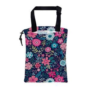 KXWQTRDD 자동차 쓰레기 봉투 추상 블루 핑크 꽃이 걸려 있는 캔버스 방수 드로스트링 뒷좌석 정리함, 조절 가능한 버클 포함 콘솔용