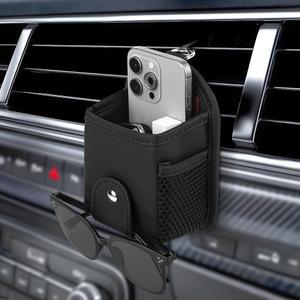 제요다 자동차 에어 아웃렛 보관 가방, 휴대폰 파워 팬키 머니 카드용 차량 대시보드 포켓, 더블 레이어 안경 가방 액세서리