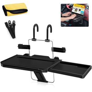바코지 자동차 스티어링 휠 트레이, 접이식 걸이식 리어 헤드레스트 확장 가능한 트레이 및 음료 컵 슬롯, 노트북 작업, 식사, 음주, 낙서를 위한 휴대용 책상