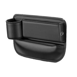 차량용 카시트 갭 필러 컵 홀더 다기능 가죽 정리함 운전자용 범용 보관함 휴대폰용 백 안경 키 카드 남녀에게 이상적인 (블랙)