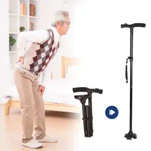 DLGG 접이식 LED 네발 지팡이 할아버지지팡이 어르신보행기