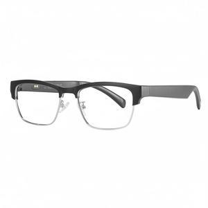 미글바 블루투스 스마트 글래스, 오픈 이어 스피커가 있는 무선 오디오 HD 핸즈프리 통화, 사무용 블루 라이트 차단, 남성용 글래스(실버)