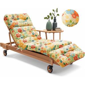 야외 채이스 라운지 의자 쿠션 75.1 x 22.8 4.7 인치 100 % 방수 교체 면 파티오 풀 쿠션, 타이가 있는 가구, 데이지