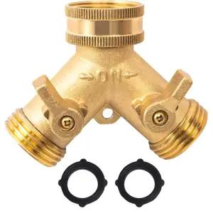 3/4 인치 2 웨이 황동 가든 호스 스플리터 Y 형 탭 급수 커넥터 야외 수도꼭지 용 분배기 1/2/3 세트