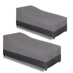 간편한 방수 야외 체이스 라운지 커버, 헤비 듀티 파티오 의자 에어 벤트 2팩-78Wx35.5Dx33H 인치의 방풍 가구 그레이/다크 그레이