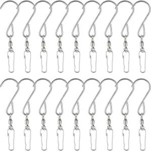 바람 스피너 걸이용 20팩 회전 후크 차임 새 모이통용 스테인리스 스틸 클립 360도 파티 용품 실버