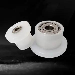 1pc 나일론 고정 풀리 PP 폴리 프로필렌 베어링 롤러 자동 내마모성 T 자형 일방적 트랙 휠 가이드