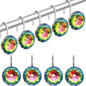 TOAOB 12개 장식용 샤워 커튼 고리 AB 색상 방청 스테인리스 스틸 막대 걸이 욕실용