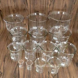 다른 세트 실험실 붕규산 유리 비커 스케일 측정 컵 내열 화학 용기