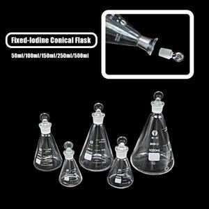 50-500ML 유리 삼각 플라스크 고정형 아이오딘/스토퍼 원뿔형 병 화학 실험용