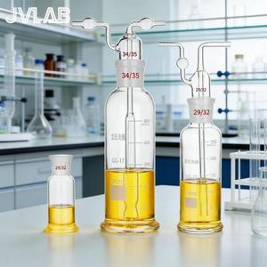 실험실 가스 세척 병 유리 진공 트랩 100-500ml 두 개의 벤드 튜브 조인트 버퍼 화학 용품 제품 키트 JVLAB