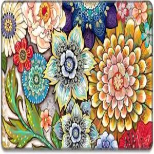 Rnivvi 현관 매트 30x17 귀여운 플라워 테마 실내 야외 환영 홈 입구용 헤비 듀티 로우 프로파일 미끄럼