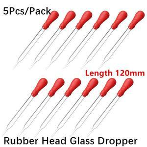 5개/갑 120 미리메터 고무 헤드 유리 Dropper 피펫 실험실 화학 스케일 라인 레드 & 투명