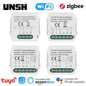 Tuya 스마트 WiFi Zigbee 전등 스위치 1 2 3 4 갱 중립선 없음 미니 차단기 라이프 지원 Alexa Google Home