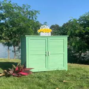 야외 보관함 방수 농막 간이 캐비닛 파란색 원목 수납장