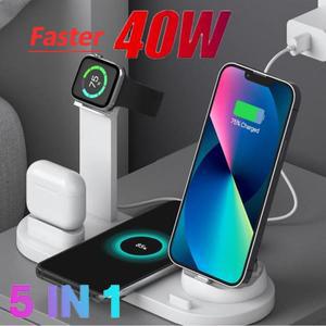 충전 도크 스탠드, 애플 워치 에어팟, 아이폰 15, 14, 13, 12, 11, XS, XR, 삼성 S24 베이스 스테이션용, 4