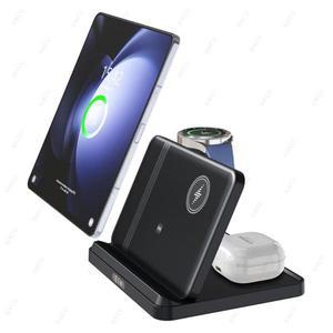 삼성 Z 플립 7/6/5/4, 폴드 갤럭시 워치 버즈 3/3 프로/2/버즈용 3 in 1 접이식 무선 충전 스테이션