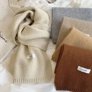 베이직 심플 니트 머플러 여자 남자 커플 겨울 목도리