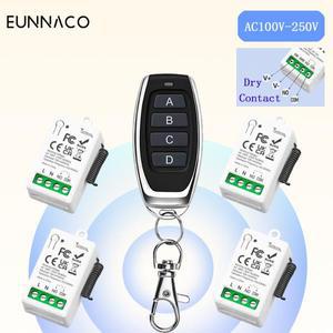 RF433MHz 건식 접촉 무선 원격 제어 전등 스위치 AC110V 220V 10A 차고 잠금 장치에 대 한 미니 릴레이 모