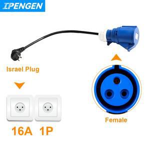 IPENGEN 이스라엘 플러그-CEE 블루 파워 EV 충전기 암 플러그, 3 핀 소켓 어댑터, 32A 1 상 7KW 휴대용 연