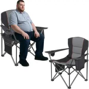 헤비 듀티 오버사이즈 캠핑 의자 400파운드 룸바 지지대 해변 낚시 잔디밭 뒷마당 블랙을 위한 사이드 포켓