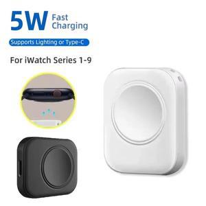 애플 워치 시리즈 울트라 9 8 7 6 5 4 3 2용 휴대용 마그네틱 무선 고속 충전기 어댑터 타입 C 포트 변환
